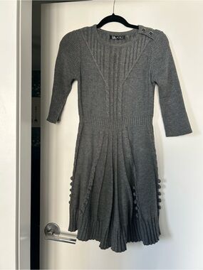 Modcloth Gray Knit Button-Accent Sweater Dress - Sz M